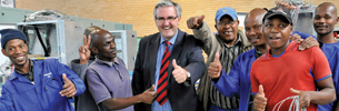 CEO Siegmar Proebstl with production staff at the Siemens production facility in Northriding, Johannesburg.